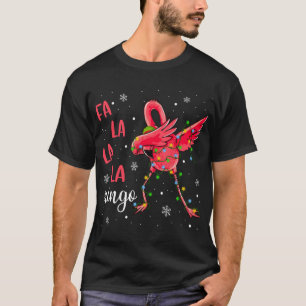 Flamingo Christmas Lights Funny Xmas Santa Hat Ani T-Shirt