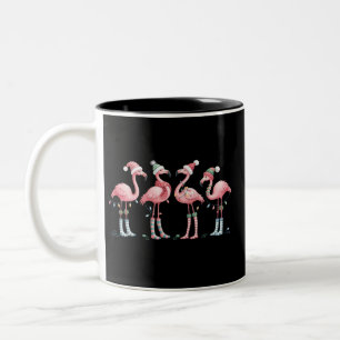 Flamingo Christmas Lights Holiday Xmas Two-Tone Coffee Mug