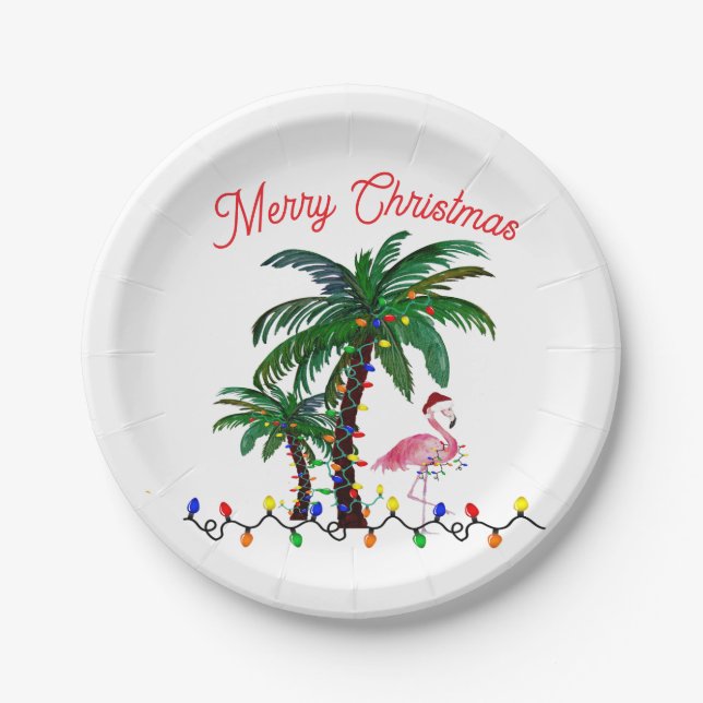 Flamingo Christmas party plates (Front)