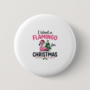 Flamingo Christmas Quote Vector 6 Cm Round Badge