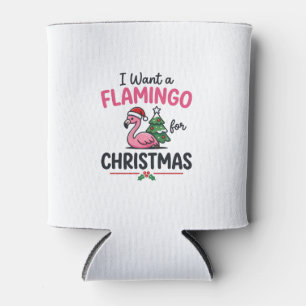 Flamingo Christmas Quote Vector Can Cooler
