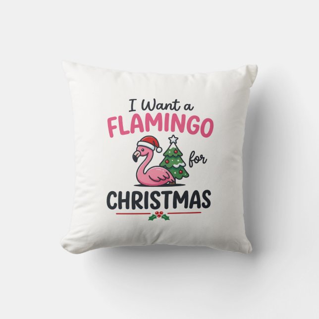 Flamingo Christmas Quote Vector Cushion (Front)