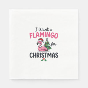 Flamingo Christmas Quote Vector Napkin