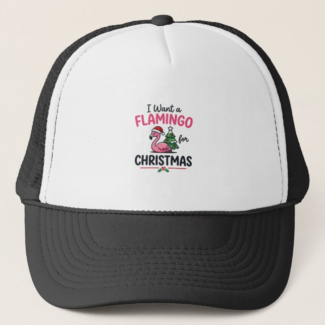 Flamingo Christmas Quote Vector Trucker Hat (Front)