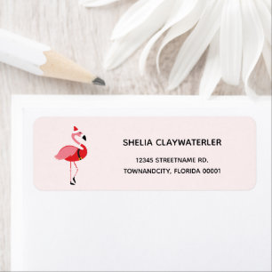Flamingo Christmas Return Address Label