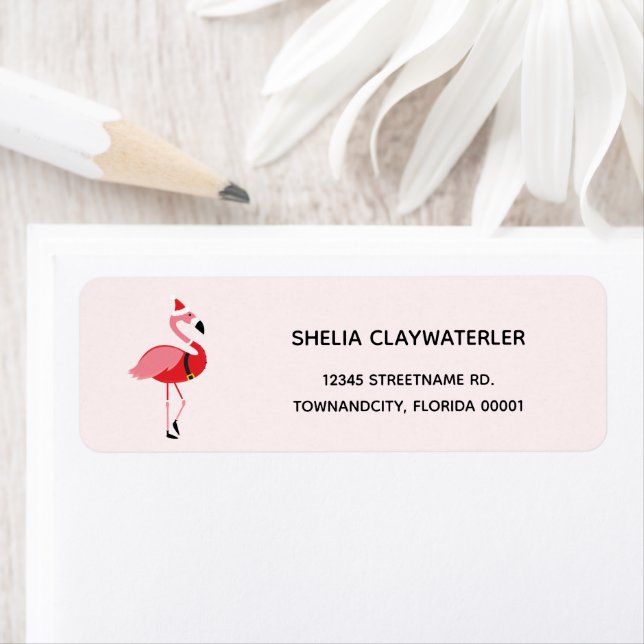 Flamingo Christmas Return Address Label (Insitu)