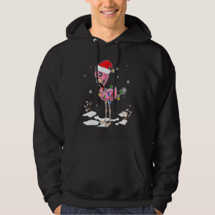 Flamingo Christmas Santa Hat Flamingo Lights Xmas Hoodie