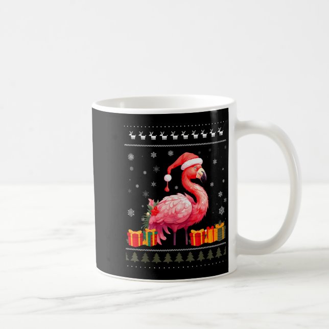 Flamingo Christmas Santa Hat Ugly Christmas Sweate Coffee Mug (Right)