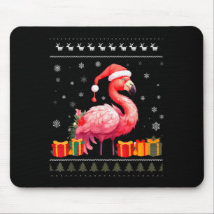 Flamingo Christmas Santa Hat Ugly Christmas Sweate Mouse Pad