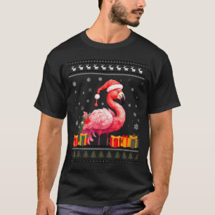 Flamingo Christmas Santa Hat Ugly Christmas Sweate T-Shirt