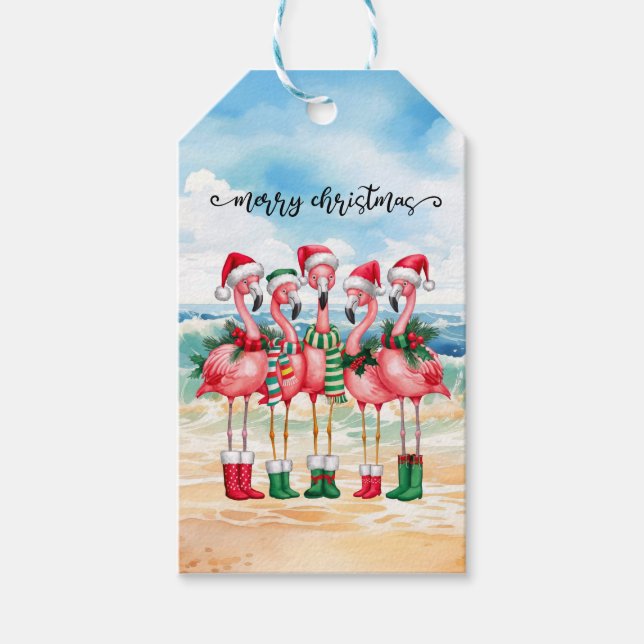 Flamingo Christmas themed  Gift Tags (Front)