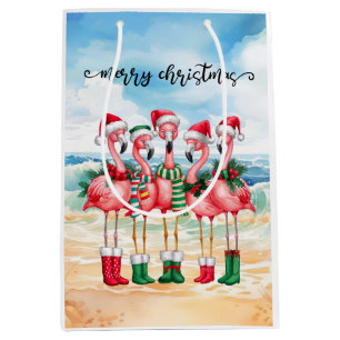 Flamingo Christmas themed Medium Gift Bag