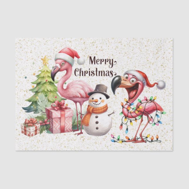 Flamingo Christmas themed  Tissue Paper (Front)