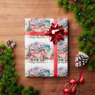 Flamingo Christmas themed Wrapping Paper
