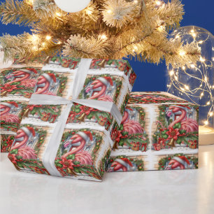 Flamingo Christmas themed Wrapping Paper