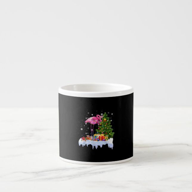 Flamingo Christmas Tree Lights Espresso Cup (Front)