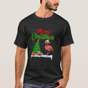 Flamingo Christmas Tree Lights Funny Xmas Flamingo T-Shirt