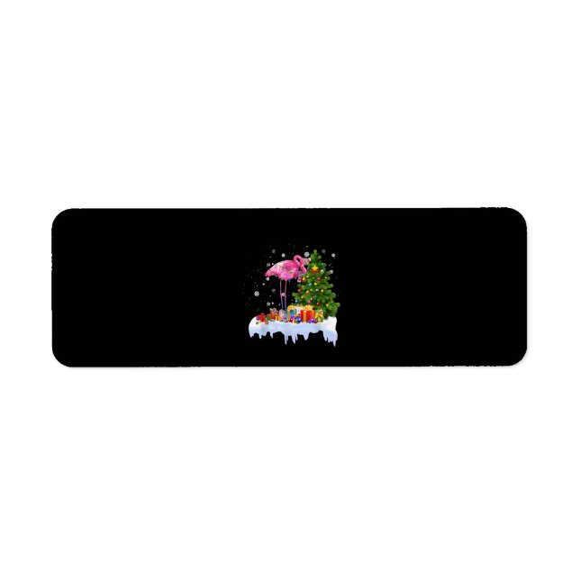 Flamingo Christmas Tree Lights Return Address Label (Front)