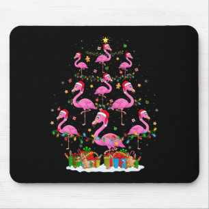 Flamingo Christmas Tree Lights Santa Hat Nk Flamin Mouse Pad