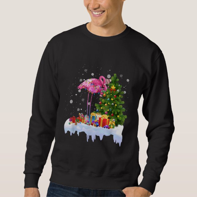 Flamingo Christmas Tree Lights Sweatshirt (Front)