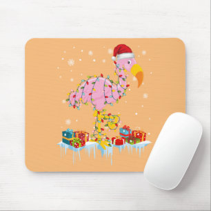 Flamingo Christmas Tree Lights T-Shirt X-Mas Ornam Mouse Pad