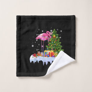 Flamingo Christmas Tree Lights Wash Cloth