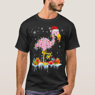 Flamingo Christmas Tree Lights XMas Ornament T-Shirt