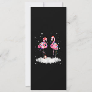 Flamingo Christmas Tree Santa Hat Light Invitation
