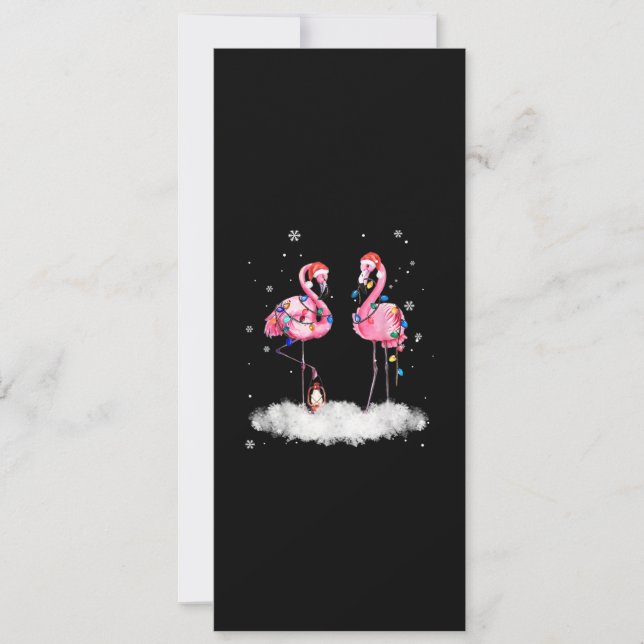 Flamingo Christmas Tree Santa Hat Light Invitation (Front)