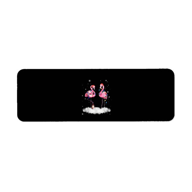 Flamingo Christmas Tree Santa Hat Light Return Address Label (Front)