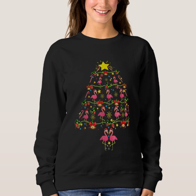 Flamingo Christmas Tree Xmas Matching Family Group Sweatshirt (Front)