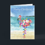 Flamingo Christmas Tropical Beach Card<br><div class="desc">This design may be personalised in the area provided by changing the photo and/or text. Or it can be customised by clicking Personalise this Template and then choosing the click to customise further option and delete or change the colour of the background, add text, change the text colour or style,...</div>