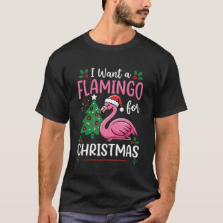 Flamingo Christmas Wish Tropical Holiday T-Shirt
