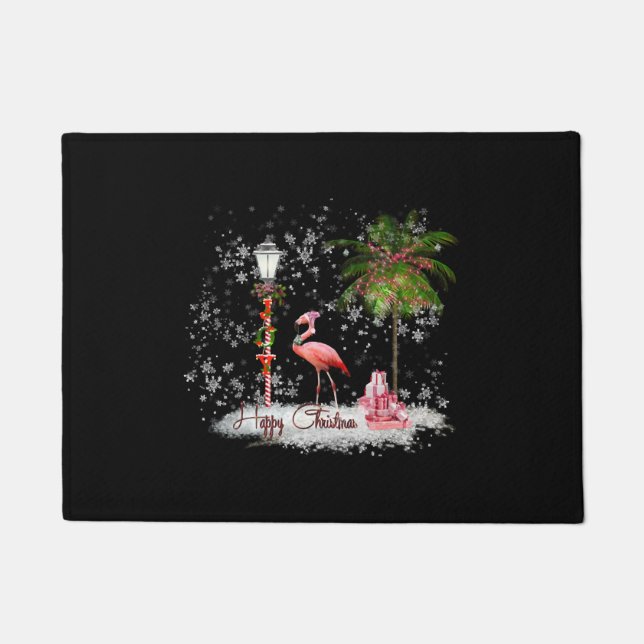 Flamingo Christmas Wishes Doormat (Front)