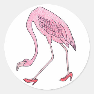 flamingo classic round sticker