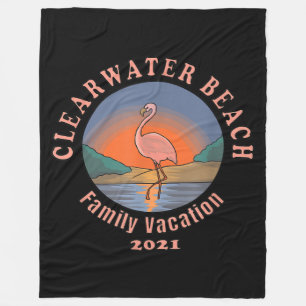Flamingo Clearwater Beach Flamingo Vacation 2021 Fleece Blanket