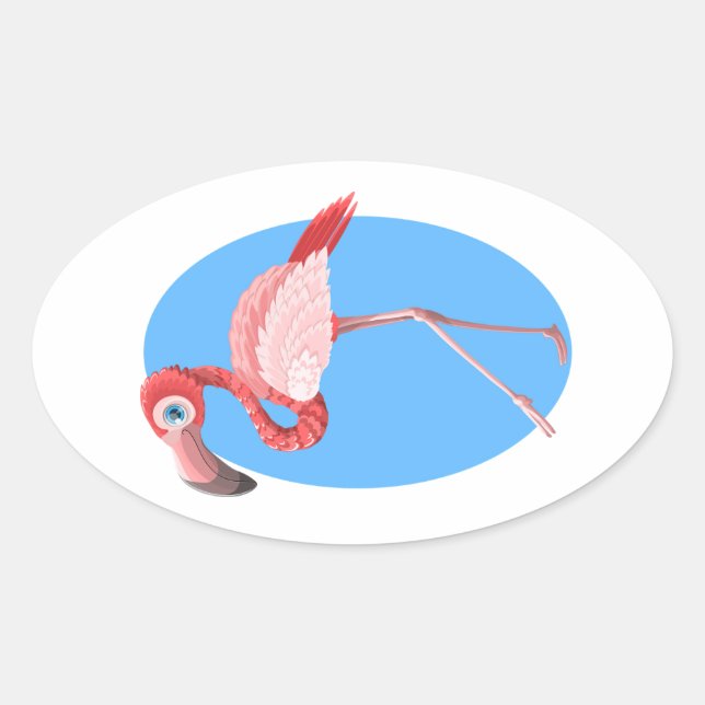 Flamingo Clip Art Oval Sticker (Front)