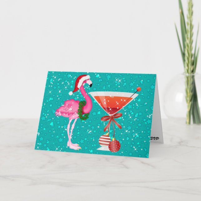 Flamingo Cocktail Invitation Card - SRF (Front)