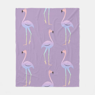 Flamingo colourful rainbow bird. Beautiful seamles Fleece Blanket