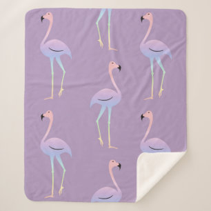 Flamingo colourful rainbow bird. Beautiful seamles Sherpa Blanket