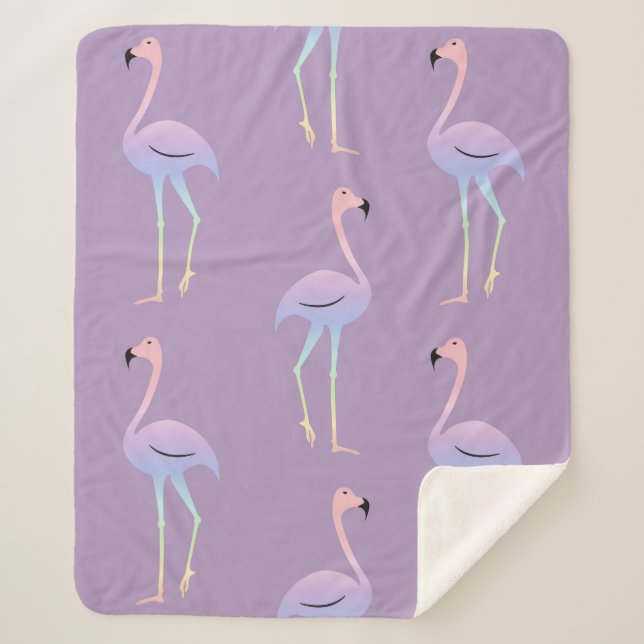 Flamingo colourful rainbow bird. Beautiful seamles Sherpa Blanket (Front)