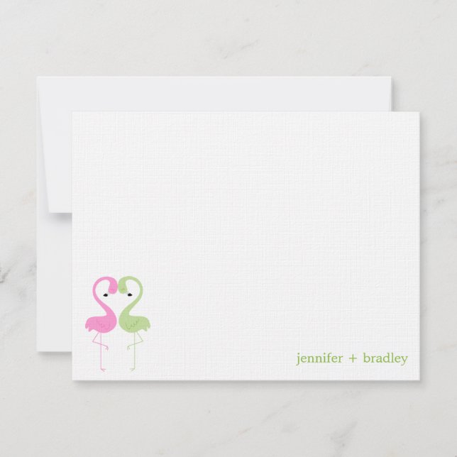 Flamingo Couple Custom Flat Thank You Notes (Front)
