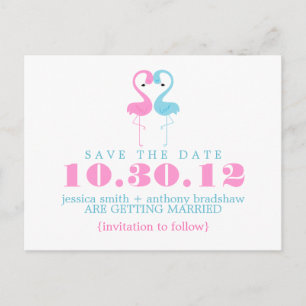 Flamingo Couple Wedding Save the Date Announcement Postcard