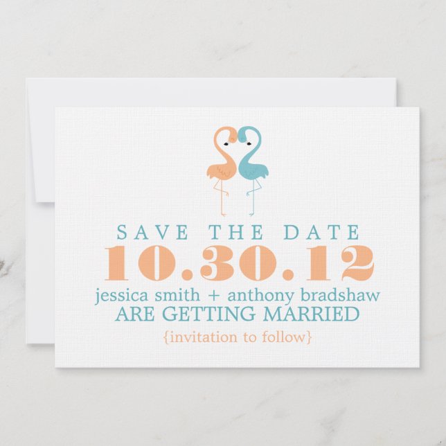 Flamingo Couple Wedding Save the Date Invitation (Front)