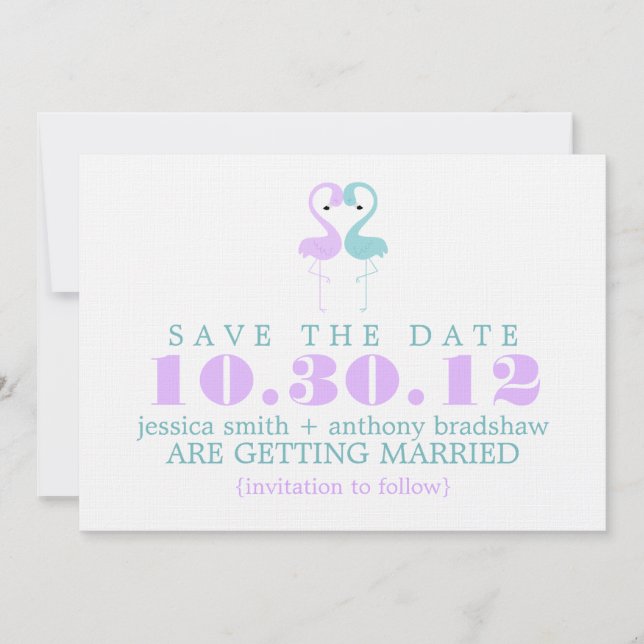 Flamingo Couple Wedding Save the Date Invitation (Front)