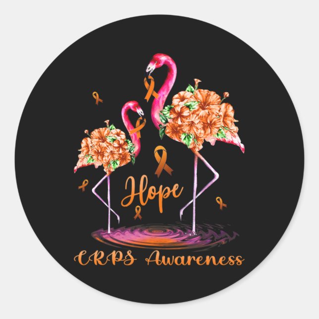 Flamingo Crps Awareness  Classic Round Sticker (Front)