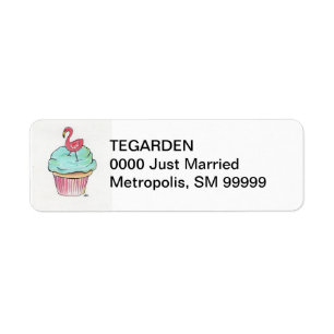 Flamingo Cupcake Return Address Label