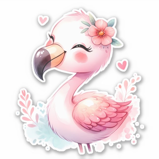 Flamingo Custom Cut Scrapbooking Sticker (Front)