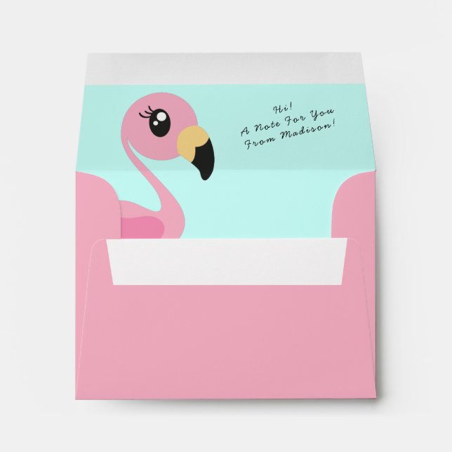 Flamingo Cute Tropical Kids Envelope (Back (Bottom))