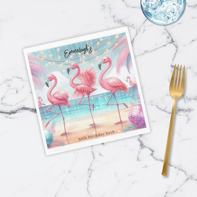 Flamingo Dance and Birthday Celebration Party Napkin (Creator Uploaded)